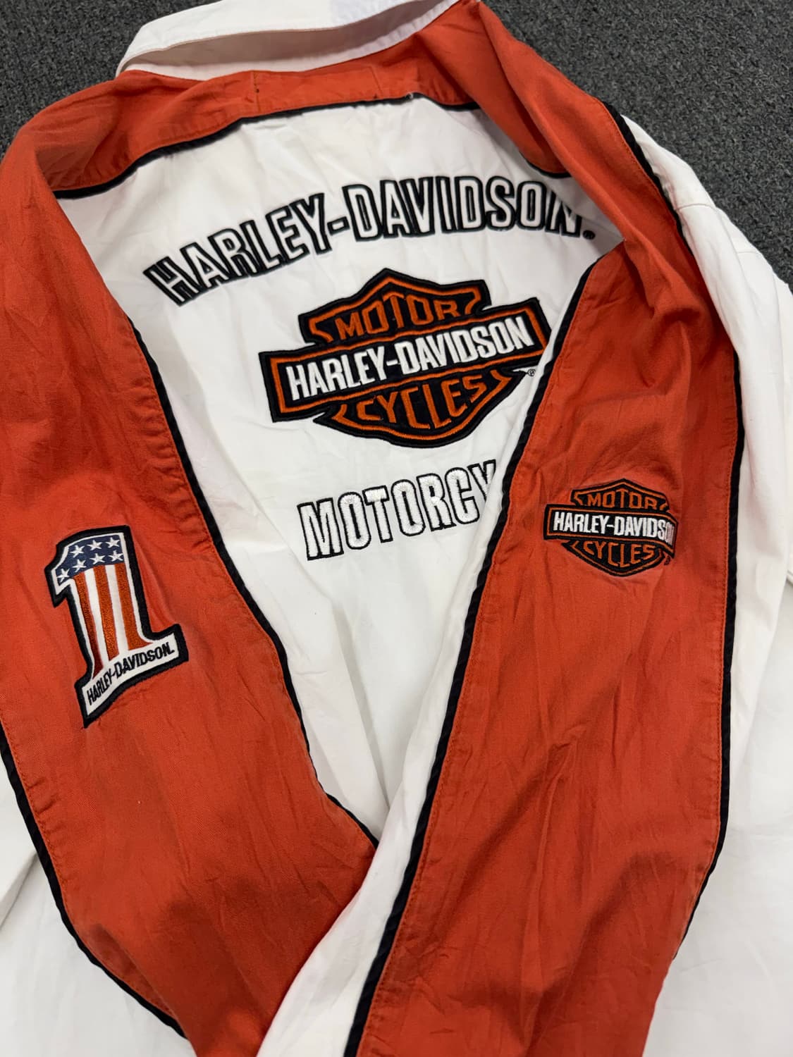 L)할리데이비슨 빈티지 자수 로고 패치 화이트 긴팔 셔츠 상품이미지9