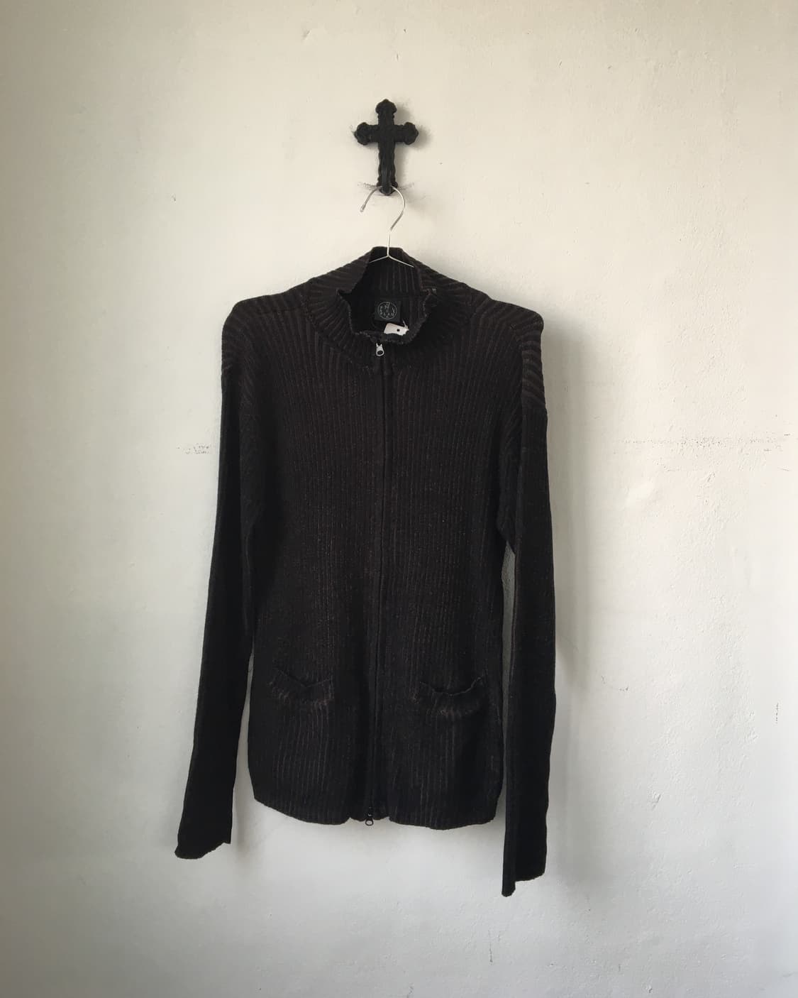 High neck ribbed zip up 상품이미지2