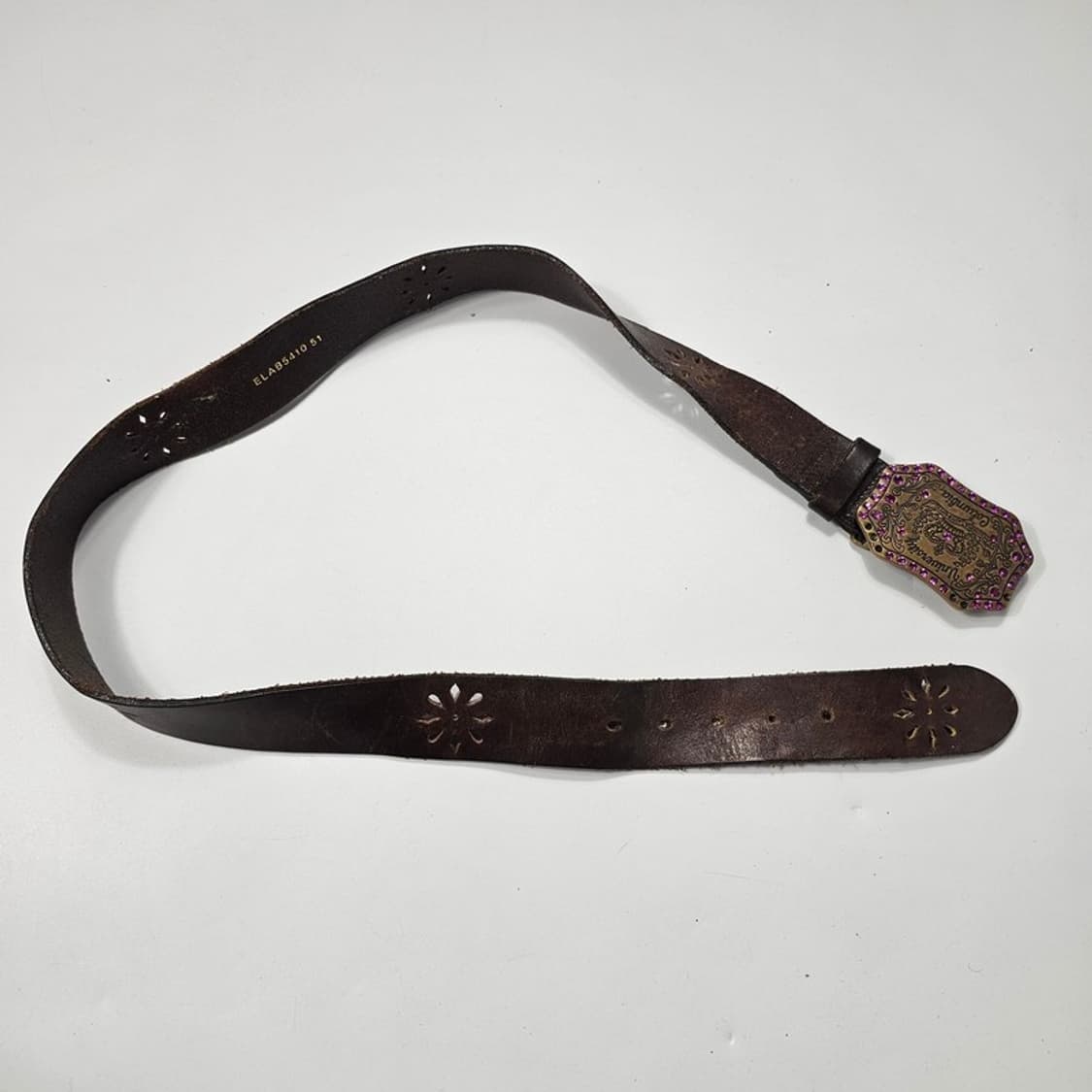 University Columbia 빈티지 가죽 큐빅 벨트 상품이미지3