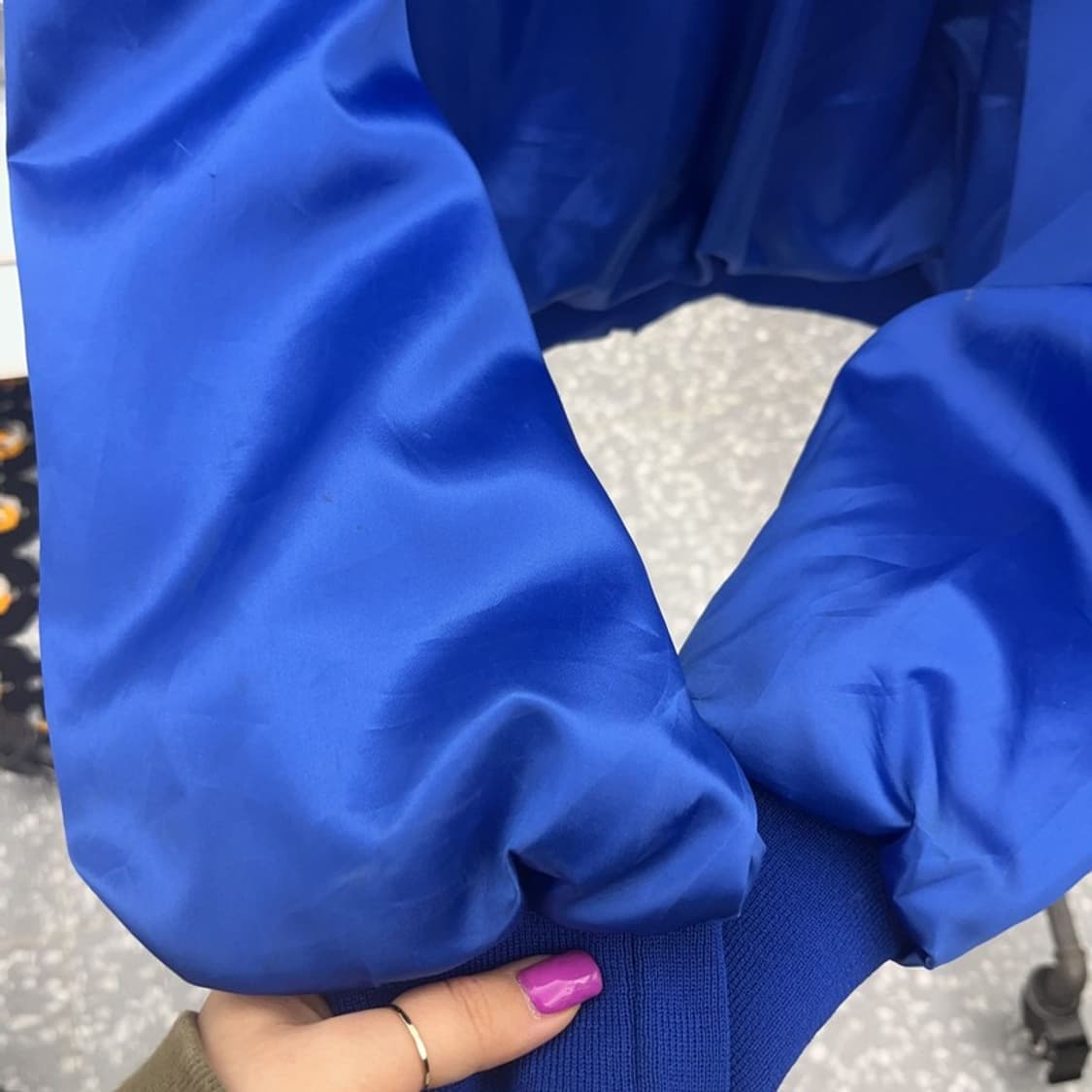 킹 루이 올드스쿨 빈티지 코발트 블루 새틴 블루종 자켓 XL C06697 상품이미지8