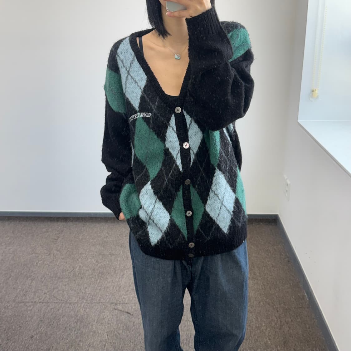 Thisisneverthat 디스이즈네버댓 아가일 블랙 가디건 상품이미지1