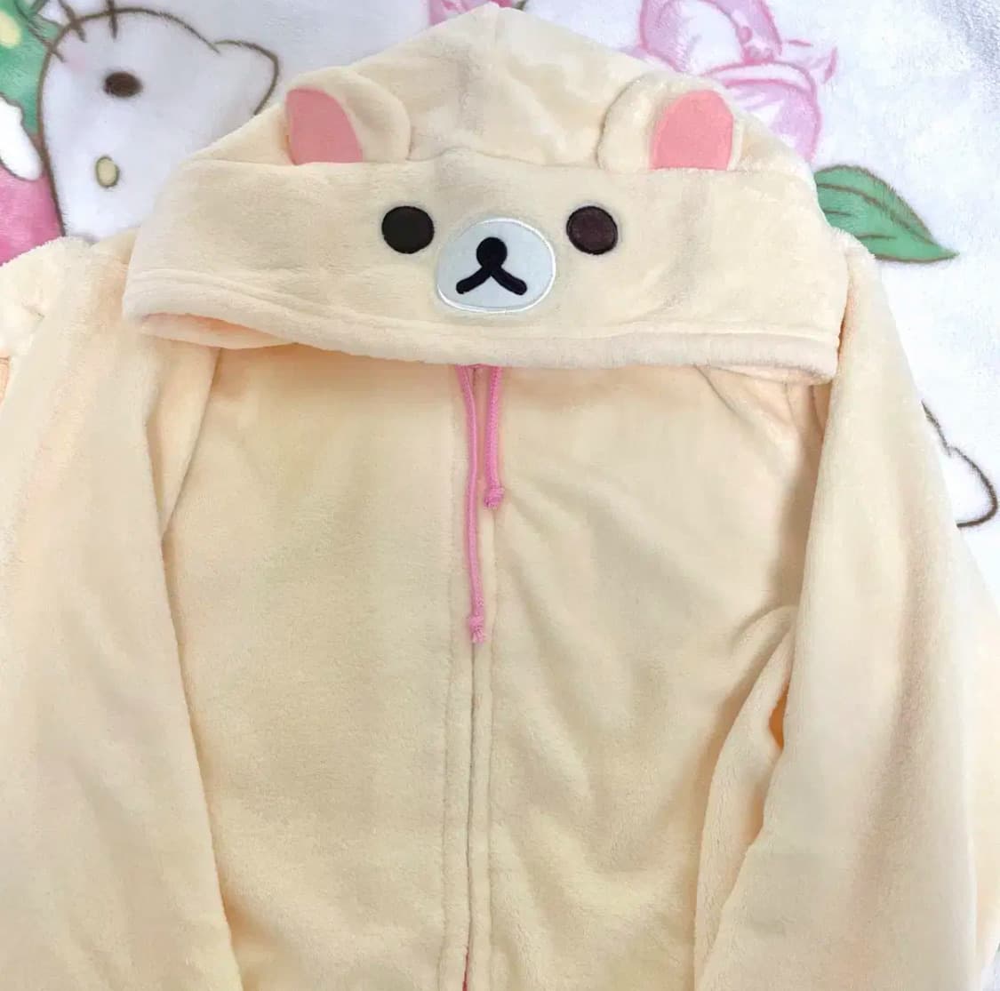 코리락쿠마 핀터레스트 포근포근 룸웨어 후드셋업 핀터깔라떼갸루고전 상품이미지1