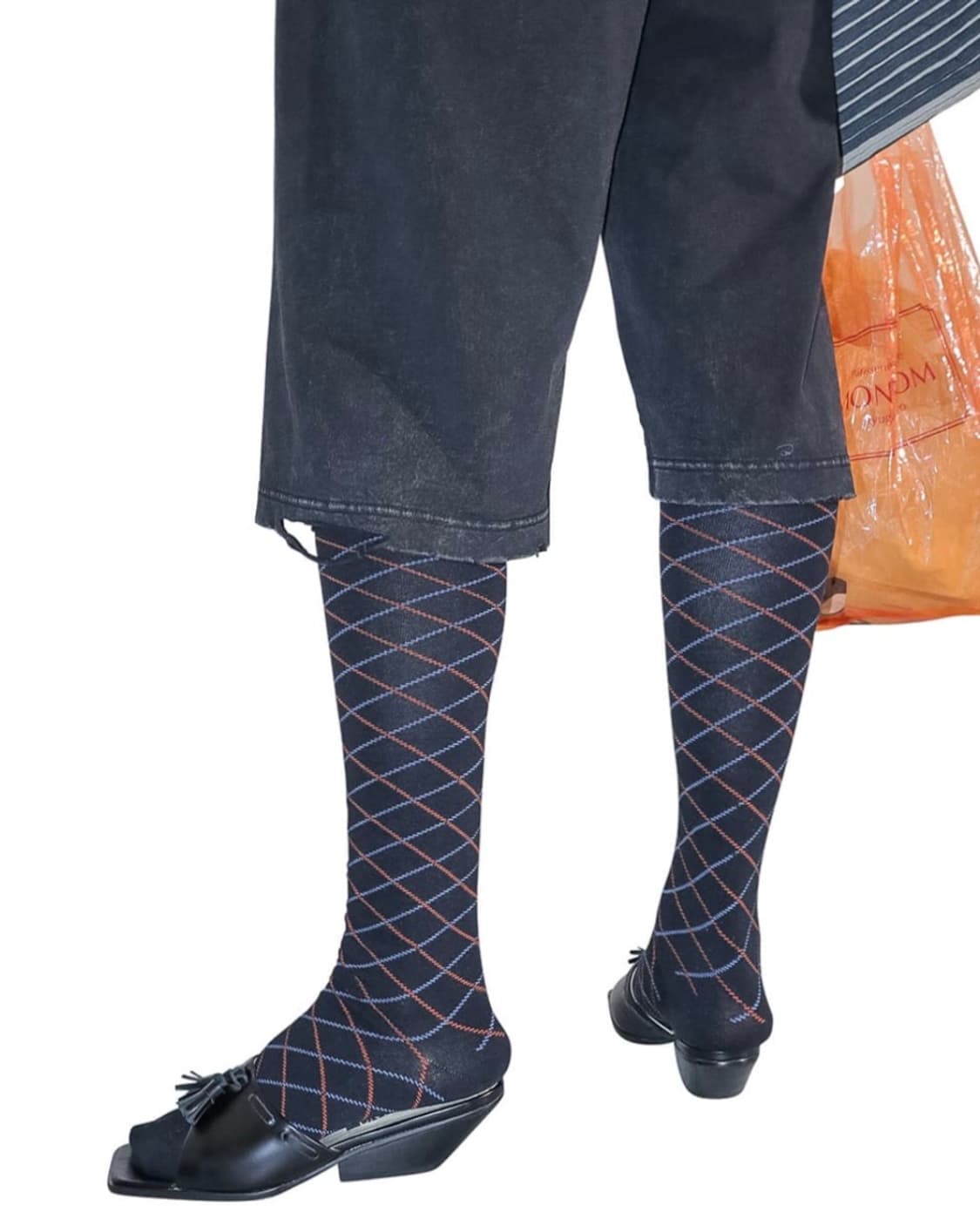 [F]퍼버즈 25fw 체크 니삭스 양말/네이비 상품이미지4