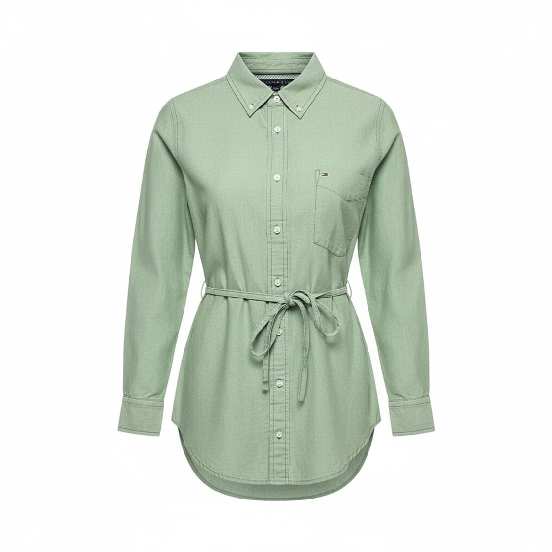 [L] Tommy 타미힐피거 우먼즈 라이트그린 코튼 드레스셔츠 상품이미지2