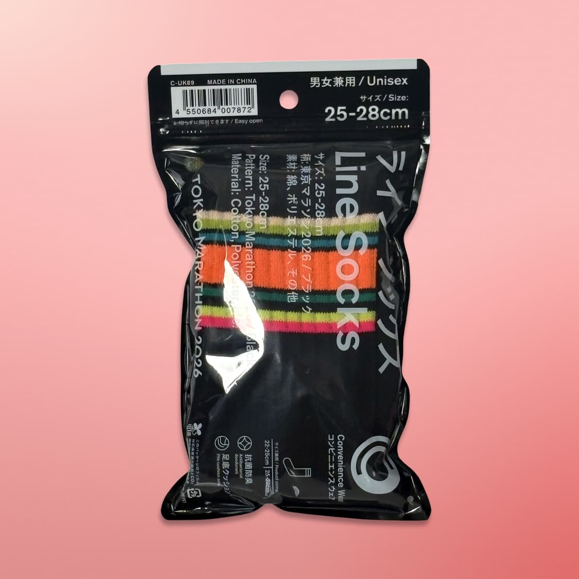 새상품) 패밀리마트 x 도쿄마라톤 2026 굿즈 양말-블랙 상품이미지1