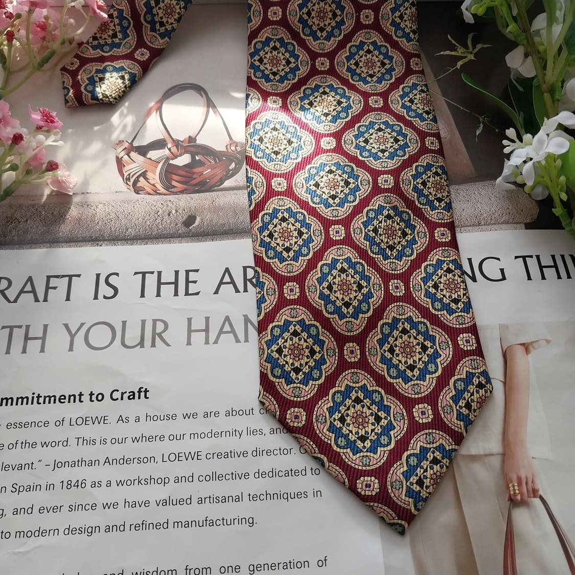 폴로 랄프 로렌 실크 와인 패턴 넥타이 8.9cm A등급 K2074 상품이미지4