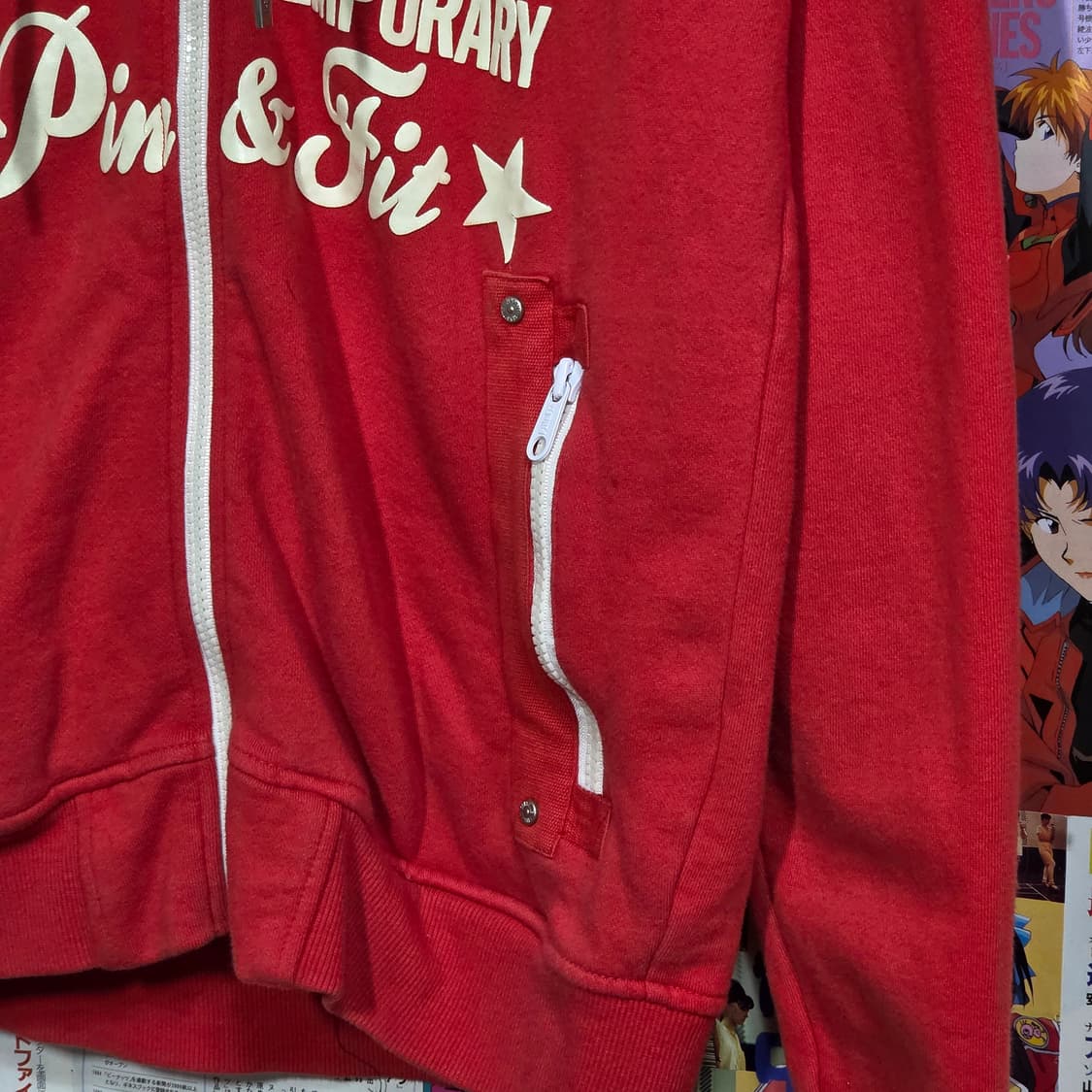 키치 프린팅 자수 하이넥 후드집업 상품이미지4