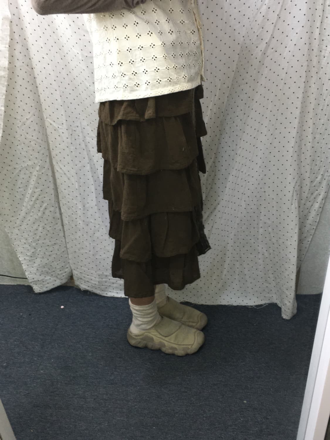 카키브라운 캉캉 미디 스커트 상품이미지5