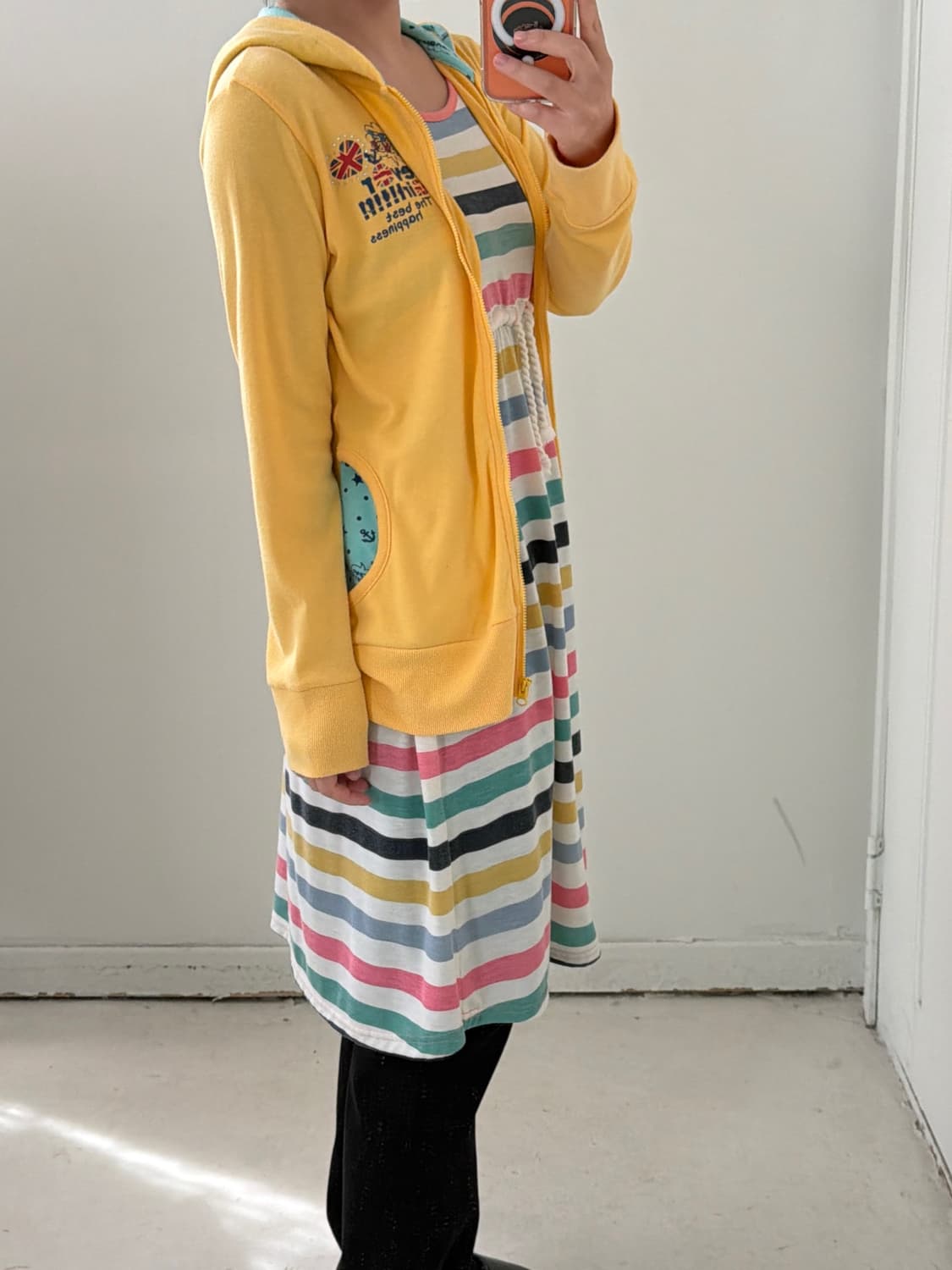 일본빈티지 키치 엘로우 후드집업 상품이미지2