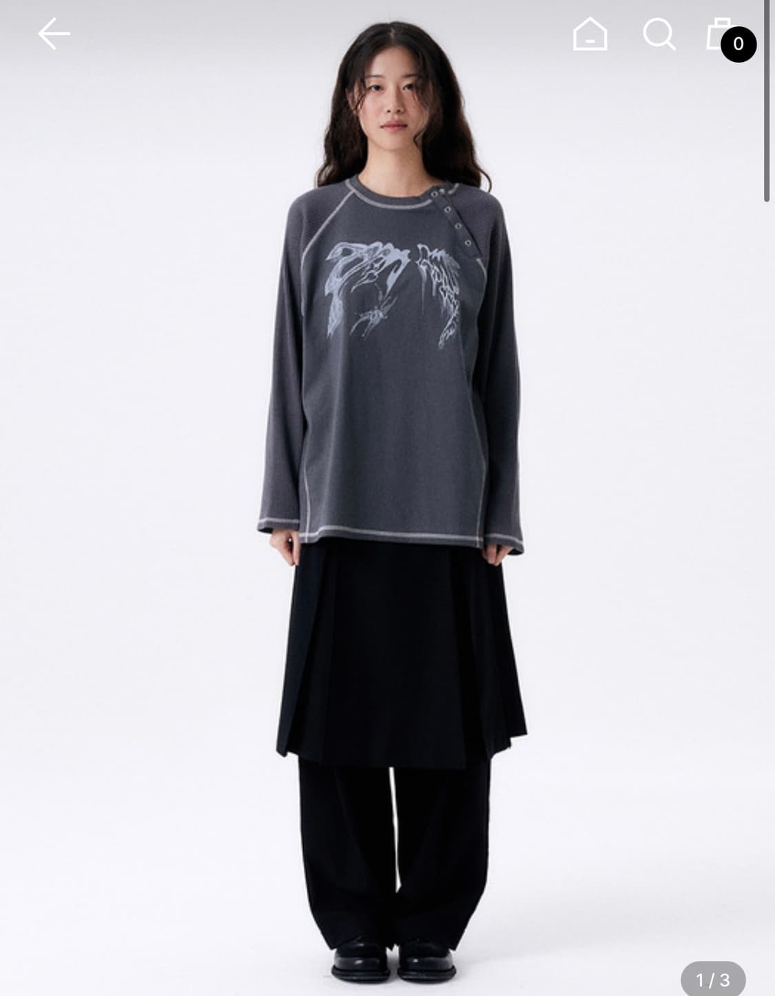 할로미늄 드로잉 래글런 티 애쉬그레이 상품이미지1