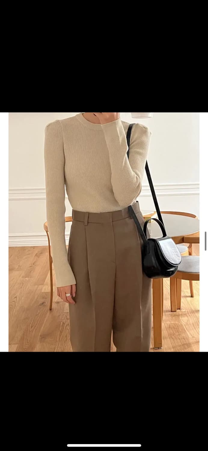 언더스탠딩 퍼프라운드골지니트 아이보리 상품이미지2