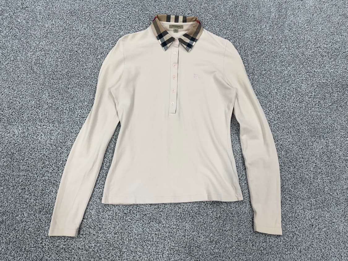 버버리 카라체크 PK긴팔티셔츠 상품이미지1