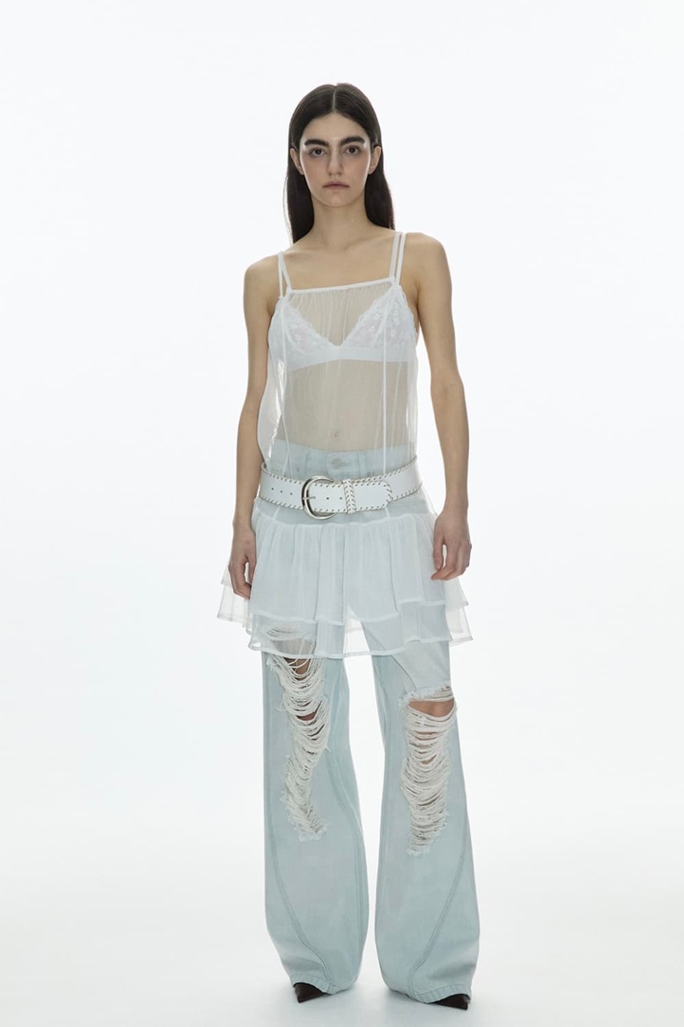 밀로우먼 쉬어 프릴 드레스 [화이트] 상품이미지1