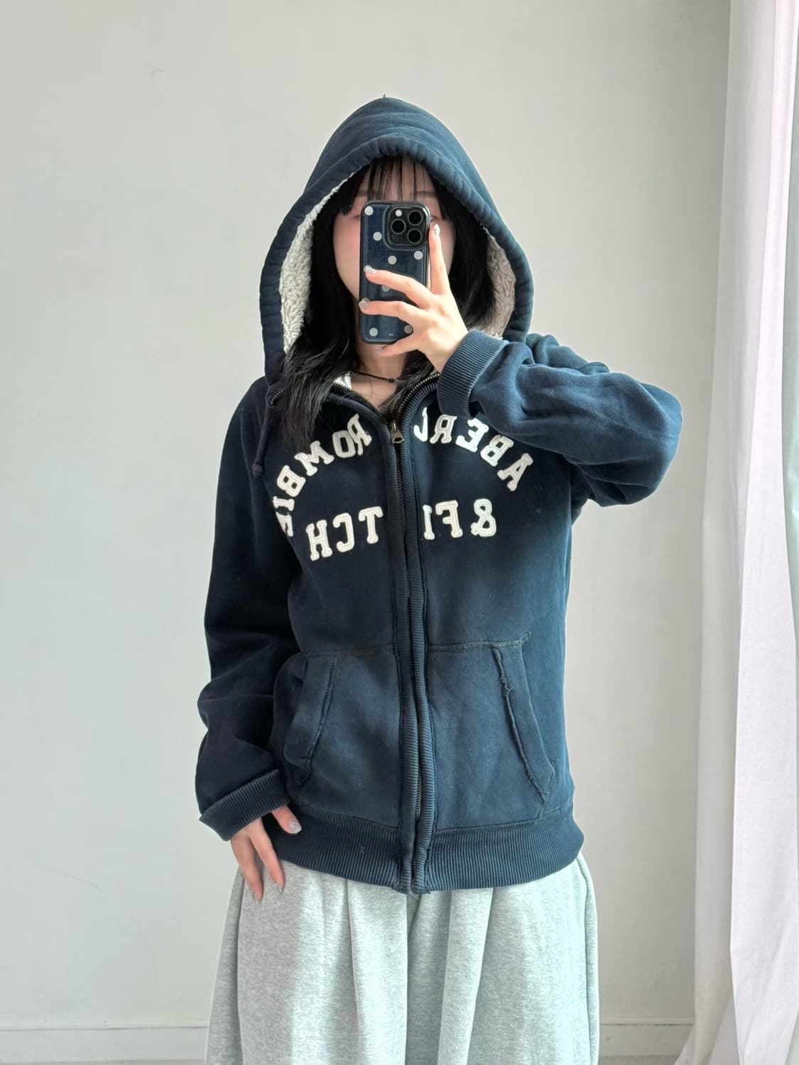 아베크롬비 양털 네이비 후드집업 상품이미지1