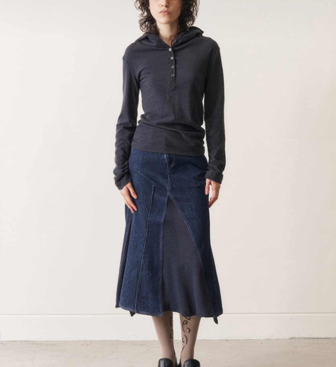 오들리워크샵 hooded henley tee, washed (새상품) 상품이미지1