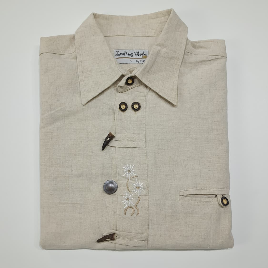 CL822 L 란트하우스 80s 독일 트라흐텐 바바리엔 린넨 알펜 셔츠 상품이미지7