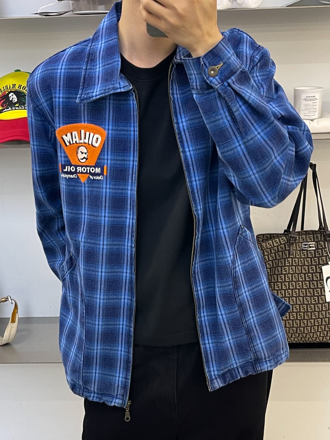 Lambast 오일 램 체크 집 자켓 상품이미지3
