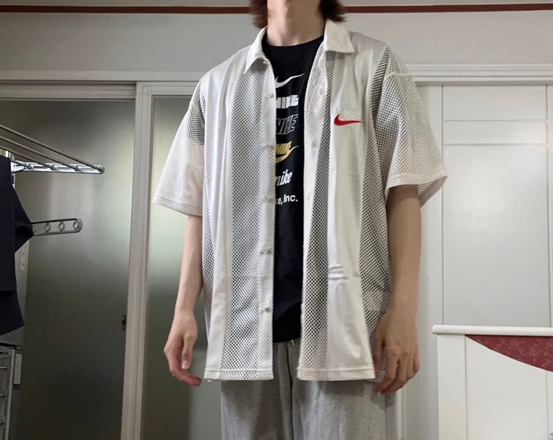 24ss 새상품 슈프림 나이키 메쉬 셔츠 화이트 M 상품이미지3