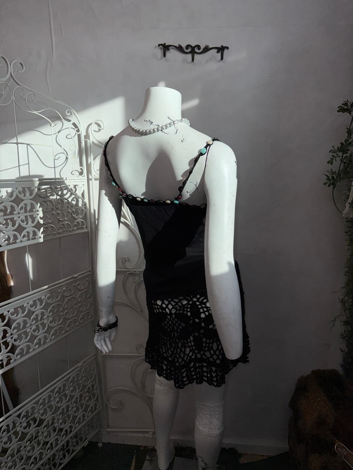Black bohemian beads flower patch 슬리브리스 상품이미지7