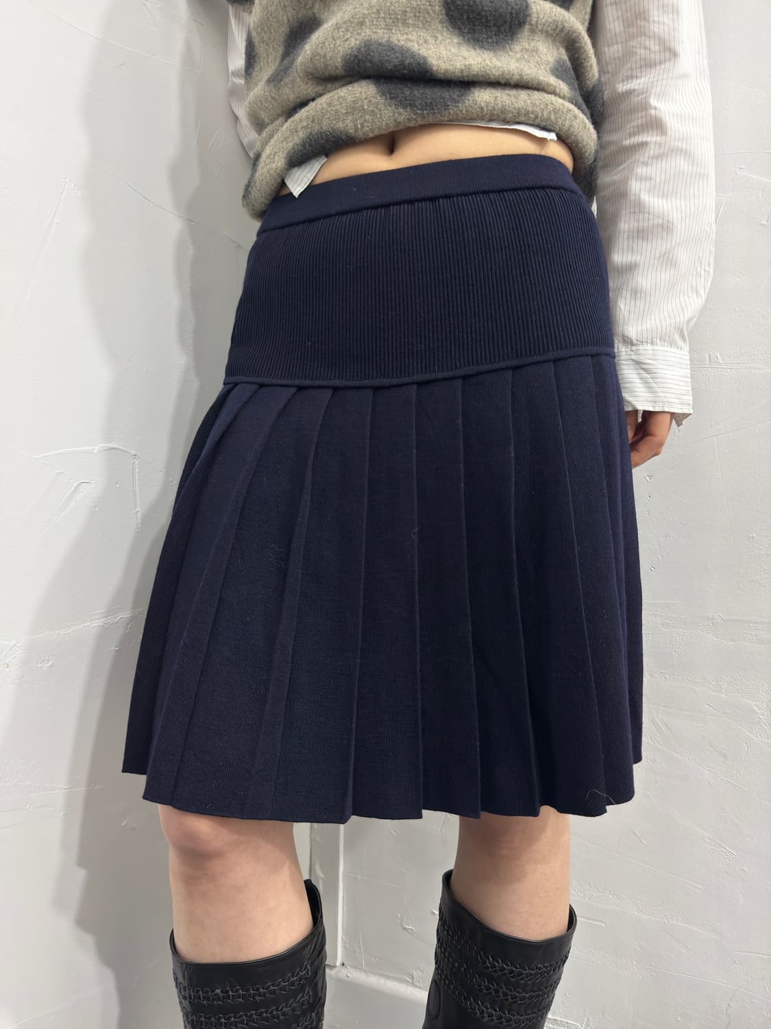 floridakeys navy pleats knit skirt 상품이미지1