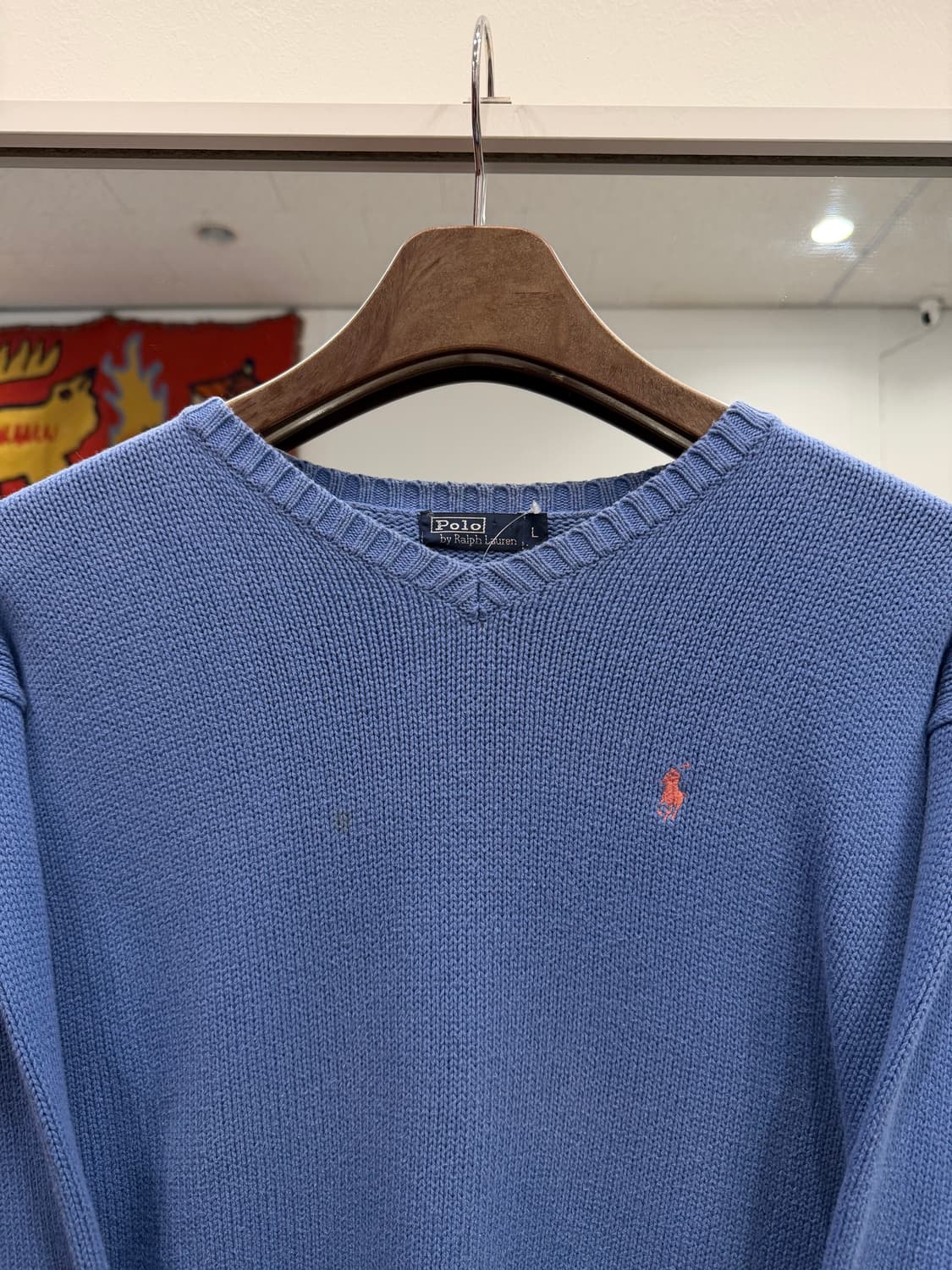 90-00s Polo RL 폴로 랄프로렌 브이넥 니트 (sky blue) 상품이미지2