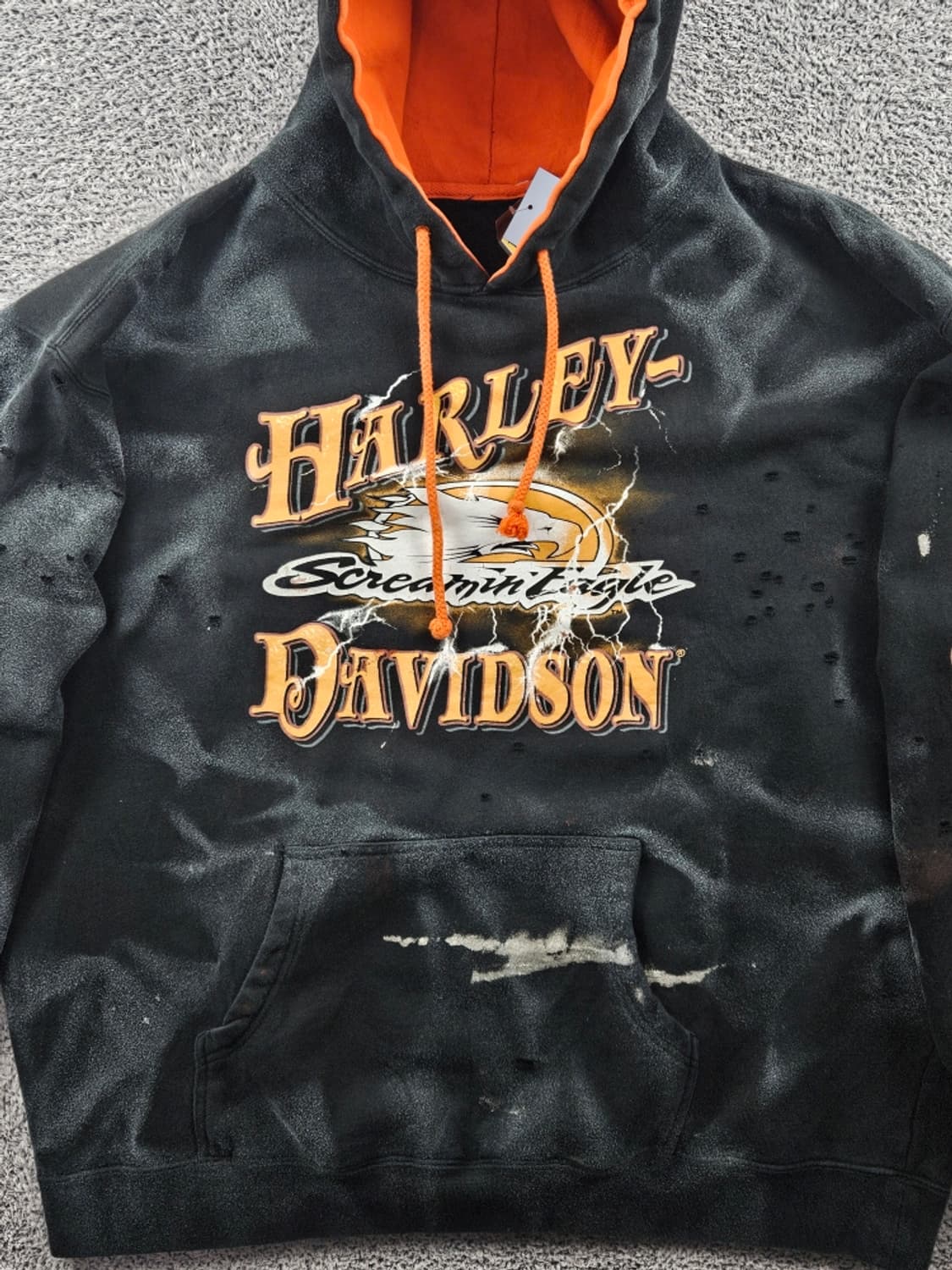 할리데이비슨 디스트레스드 다잉 커스텀 후드티 (2XL추정) / 10996 상품이미지9
