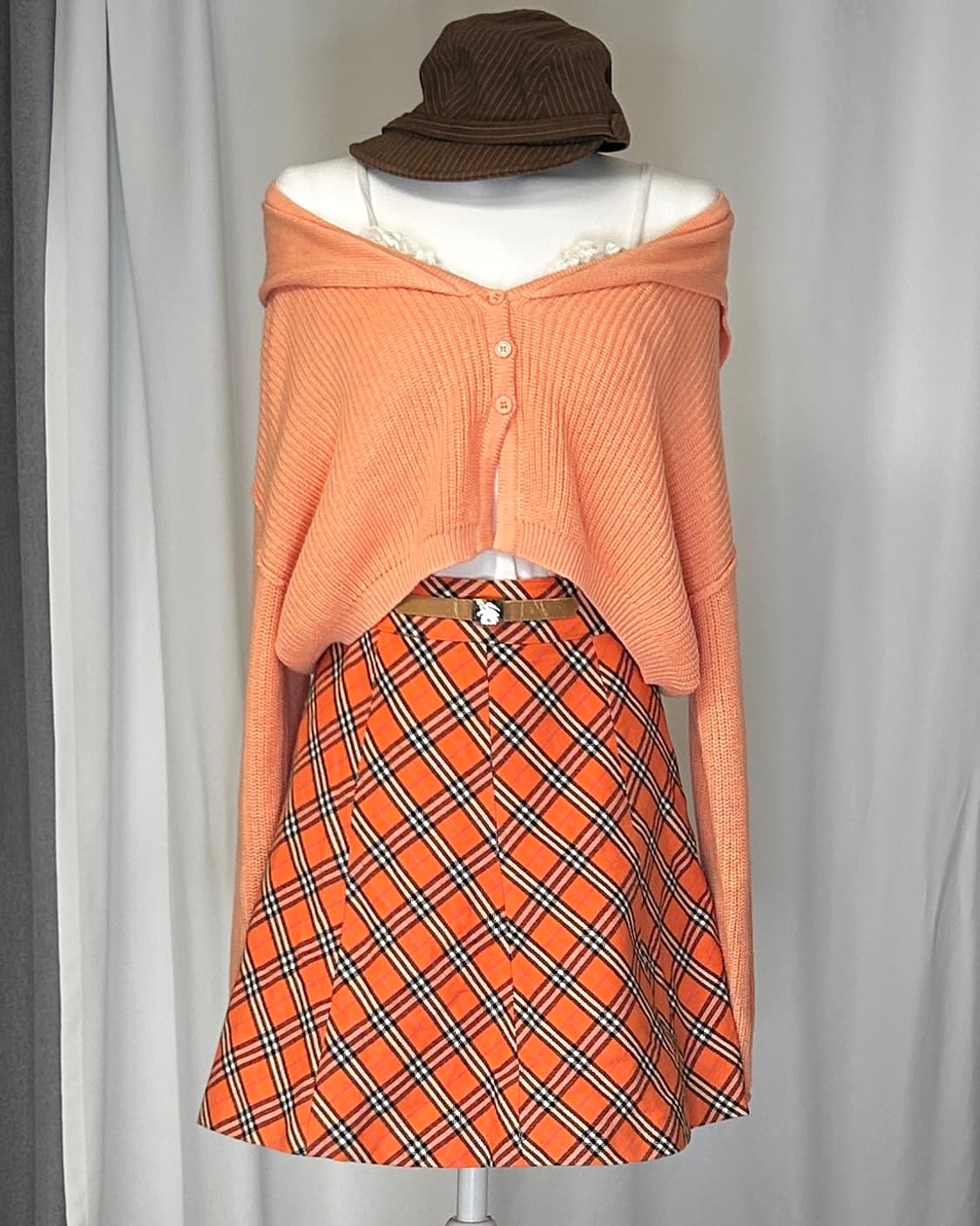 [Burberry] 버버리 스커트 Orange Check Skirt 상품이미지2