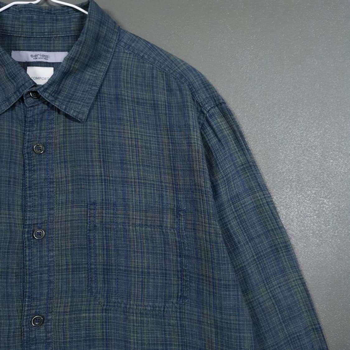 SERIES; 시리즈 신형 SR 톤온톤 청록 체크 린넨 셔츠 남방 100 상품이미지2