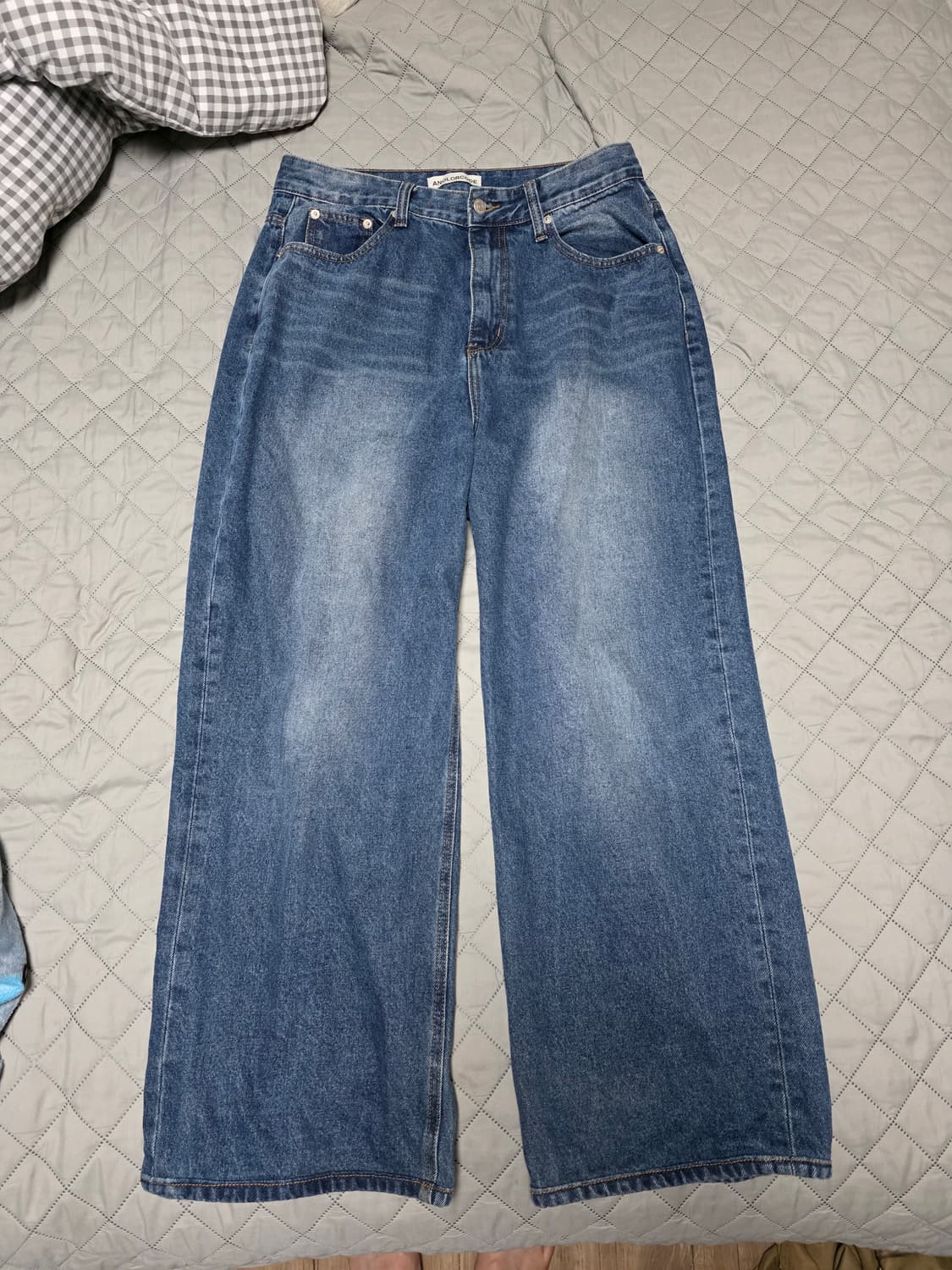 [L] 어널러코드 리자드 와이드데님팬츠 중청 상품이미지1