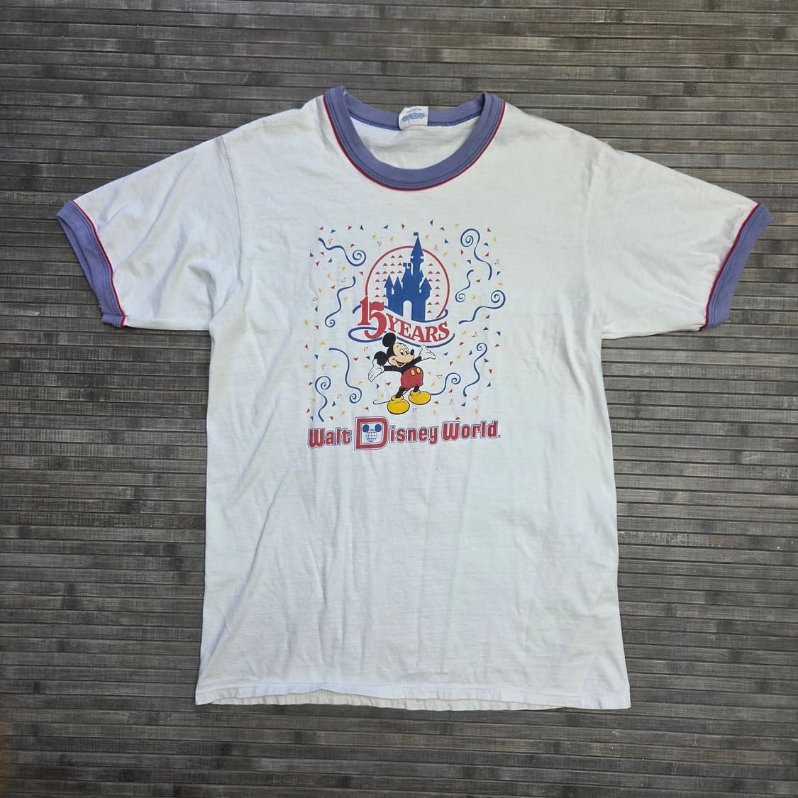 Disney 80s 디즈니월드 15주년 링거 티셔츠 상품이미지1