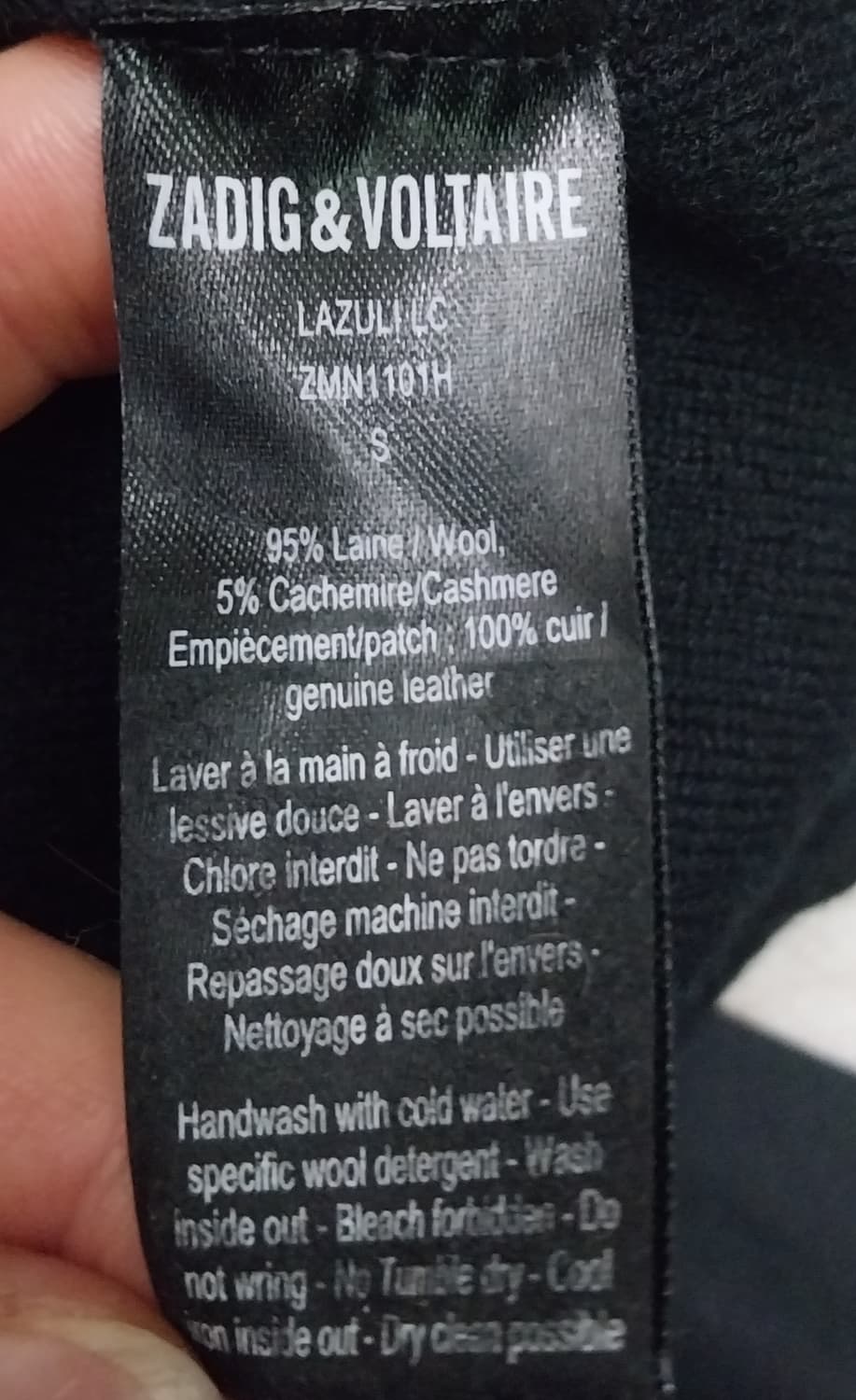 쟈딕앤볼테르 블랙 가죽 엘보우 패치 니트 S (44반-55) 상품이미지4