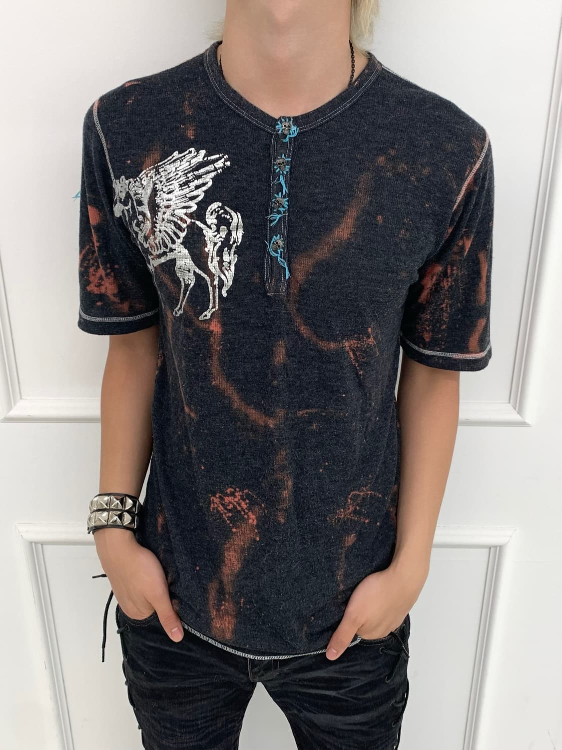 Skull detail tie-dye top  상품이미지1