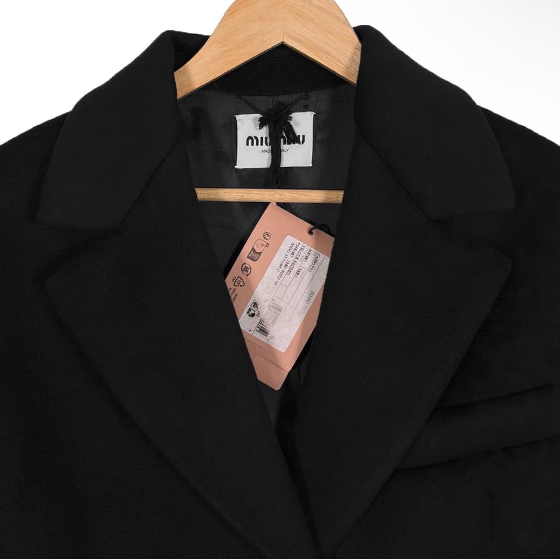 [44] 미우미우 남성 싱글 브레스티드 캐시미어 벨루어 벨벳 코트 블랙 상품이미지3