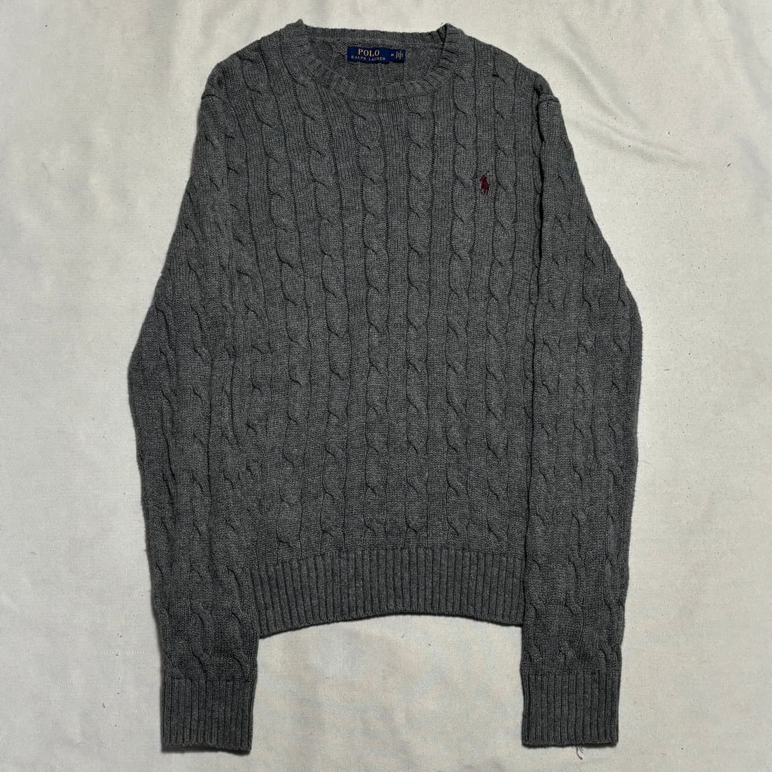 M 폴로랄프로렌 버건디 포니 그레이 케이블 니트 상품이미지2