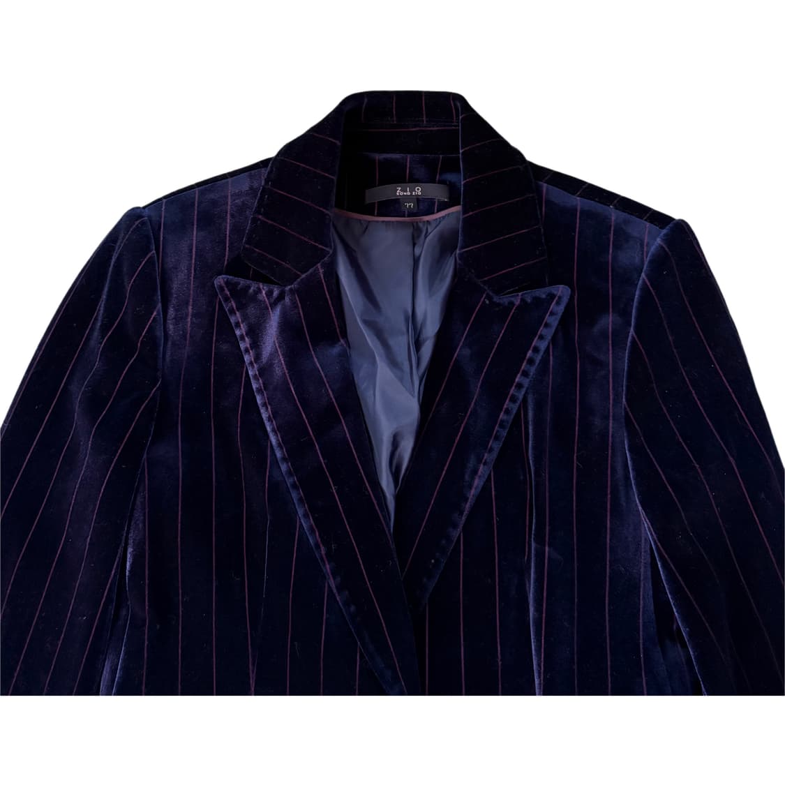 빈티지 네이비 벨벳 스트라이프 원버튼 자켓 상품이미지3