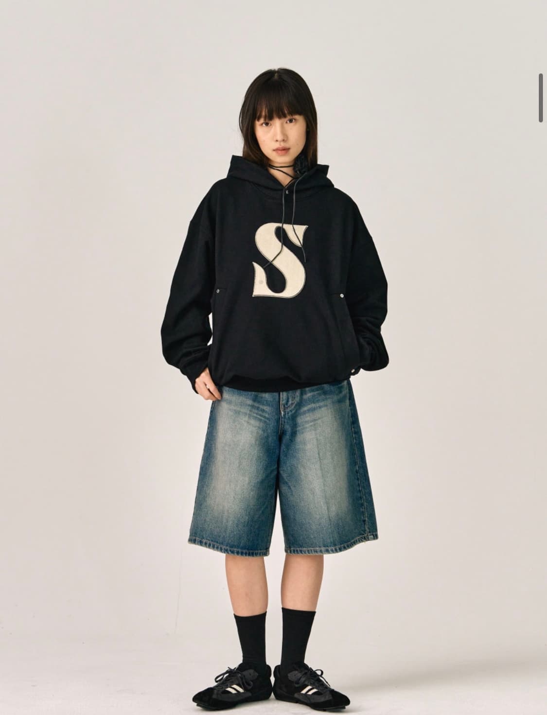 새터 리벳 아플리게 포켓 로고 후드 블랙 s사이즈 상품이미지1