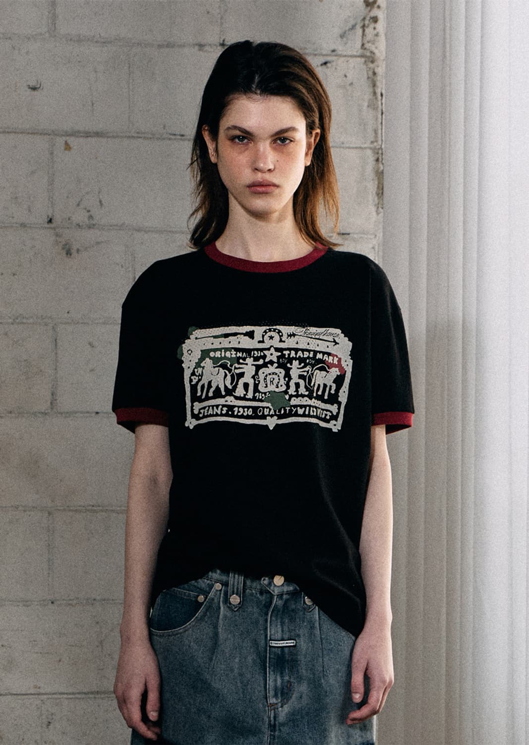 cowboy pictogram ringer tee black 상품이미지3