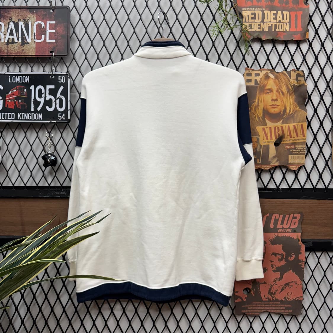 00s 엘레쎄 스웻셔츠 하프 버튼업 전면 로고 포인트 화이트 상품이미지2