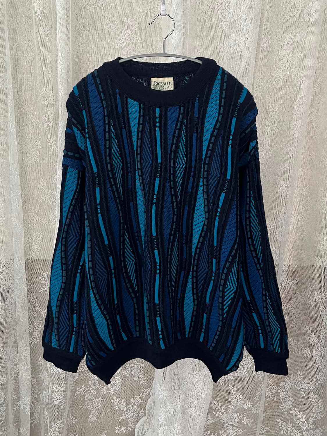 Toorallie 쿠지st 빈티지 케이블 블루 니트 메리노울 상품이미지1