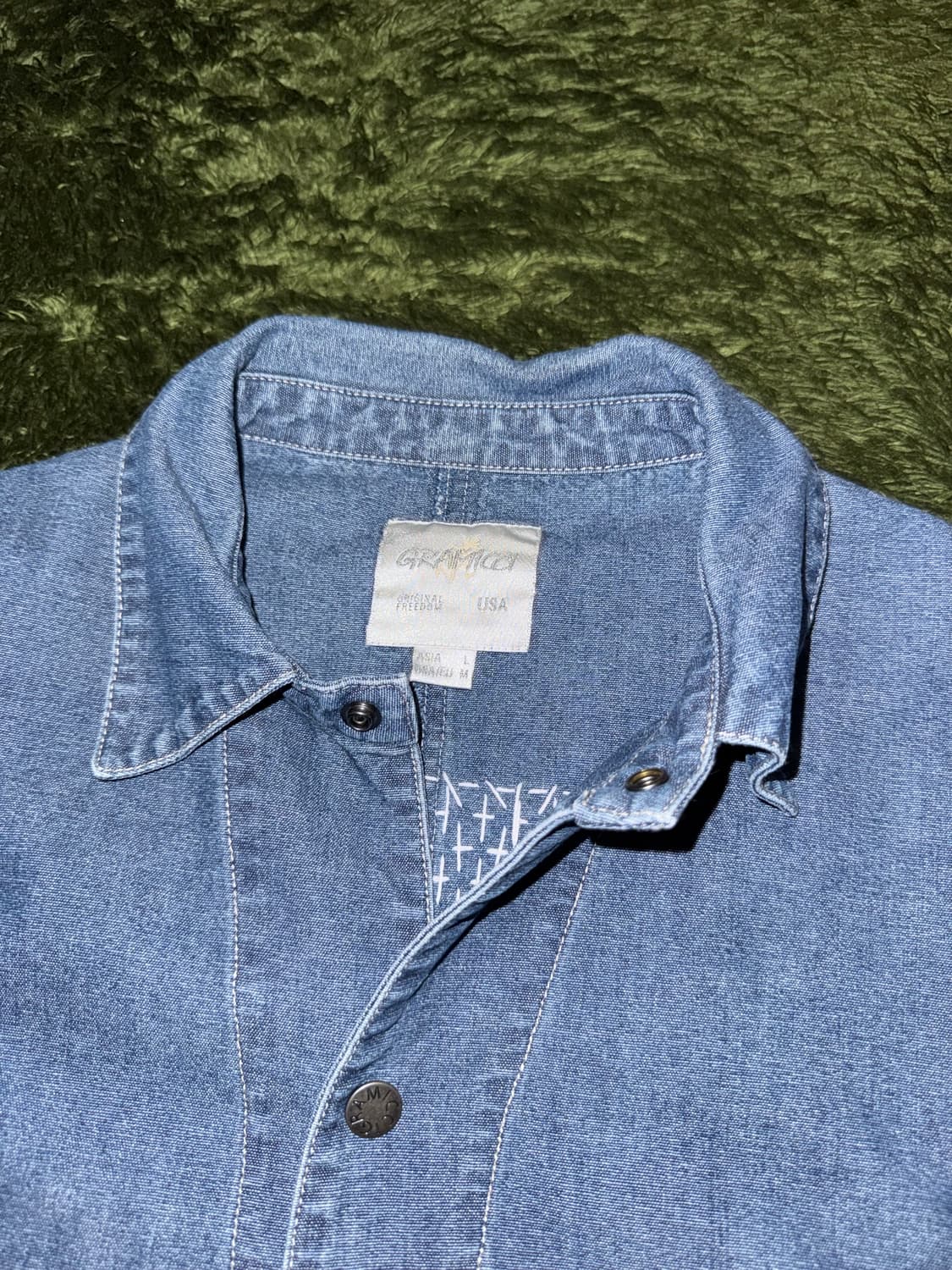 [L] 그라미치 재패니즈 보로 사시코 데님 커버올 자켓 상품이미지3