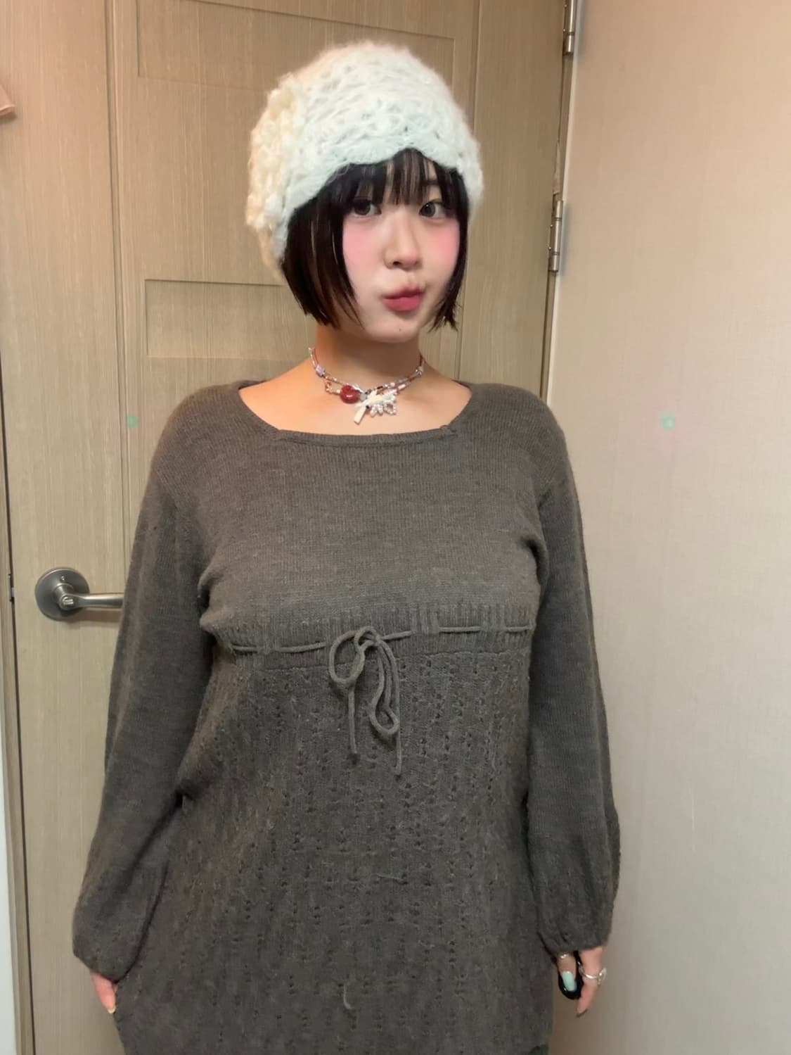 브라운 니트 원피스 상품이미지1