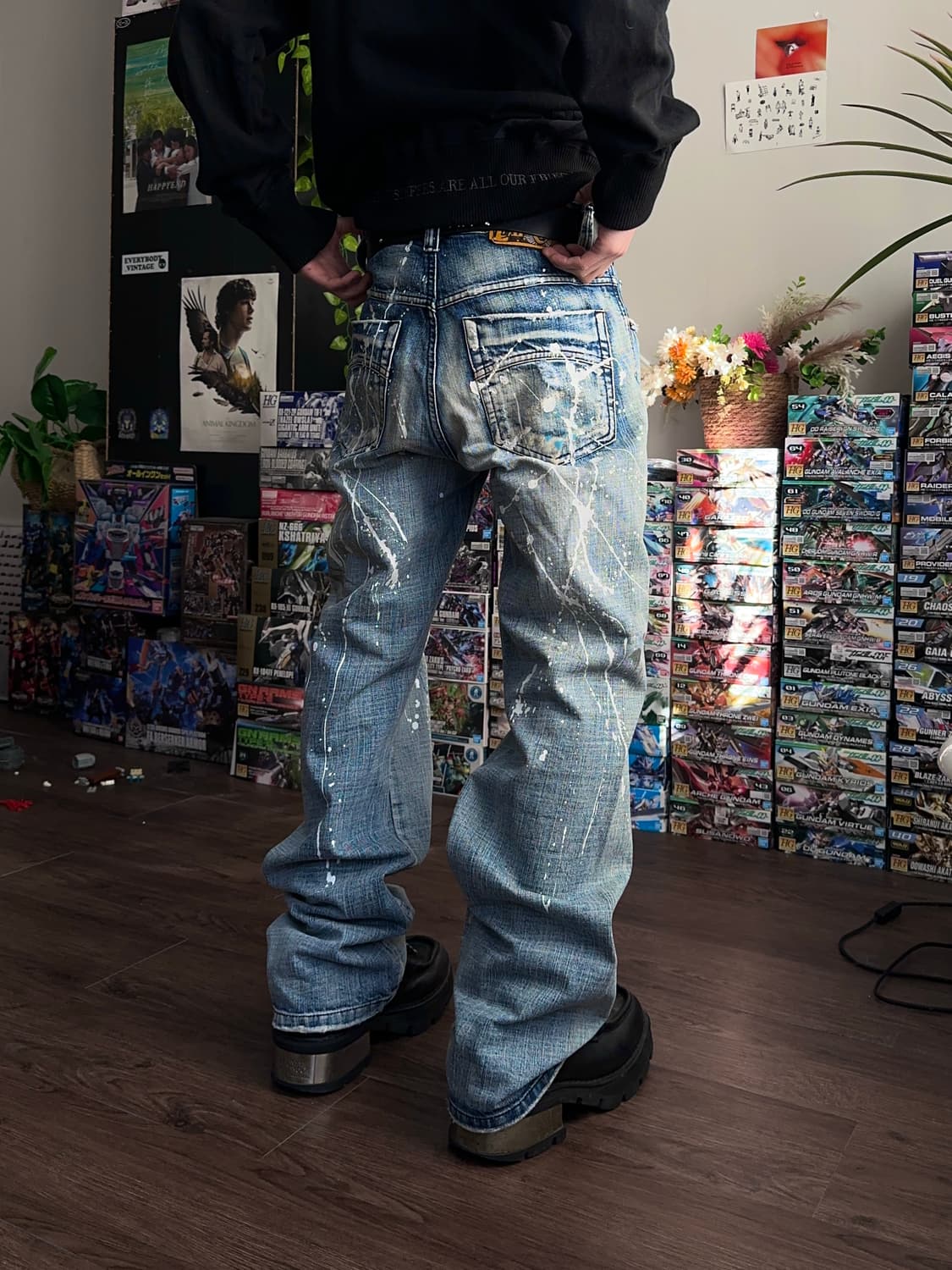 ILOI 더티 페인팅 & 리프드 스트레이트 진 상품이미지2