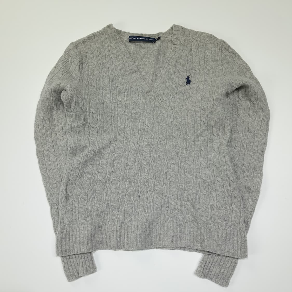 CL262 M 폴로 00s 울 브이넥케이블 멜란지그레이 니트 스웨터 상품이미지1