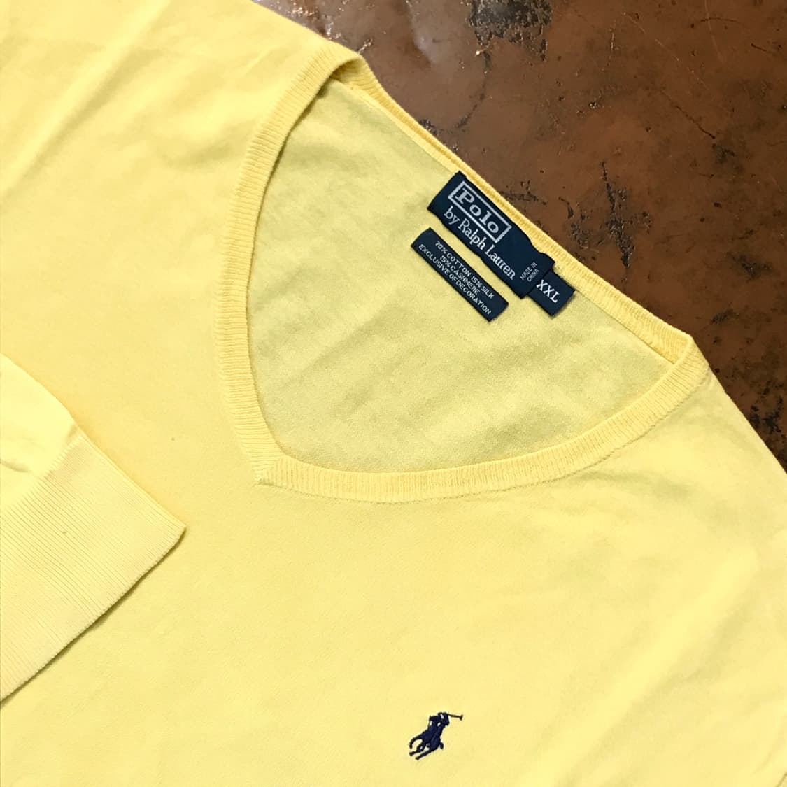폴로랄프로렌 옐로우 캐시미어 코튼 혼방 니트 남성 115 빅사이즈 상품이미지3