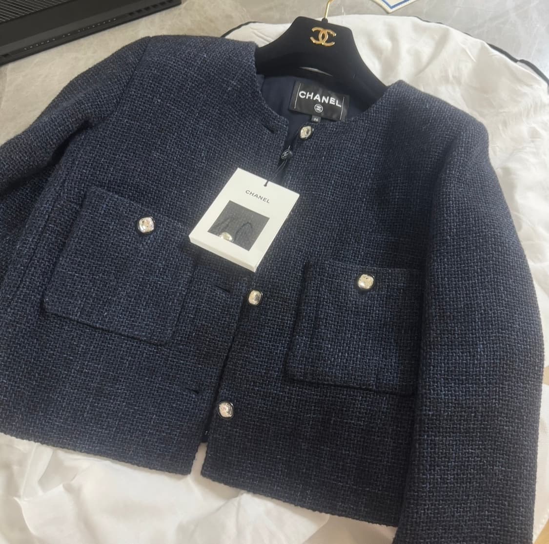 샤넬 트위드 자켓 네이비 34 상품이미지2