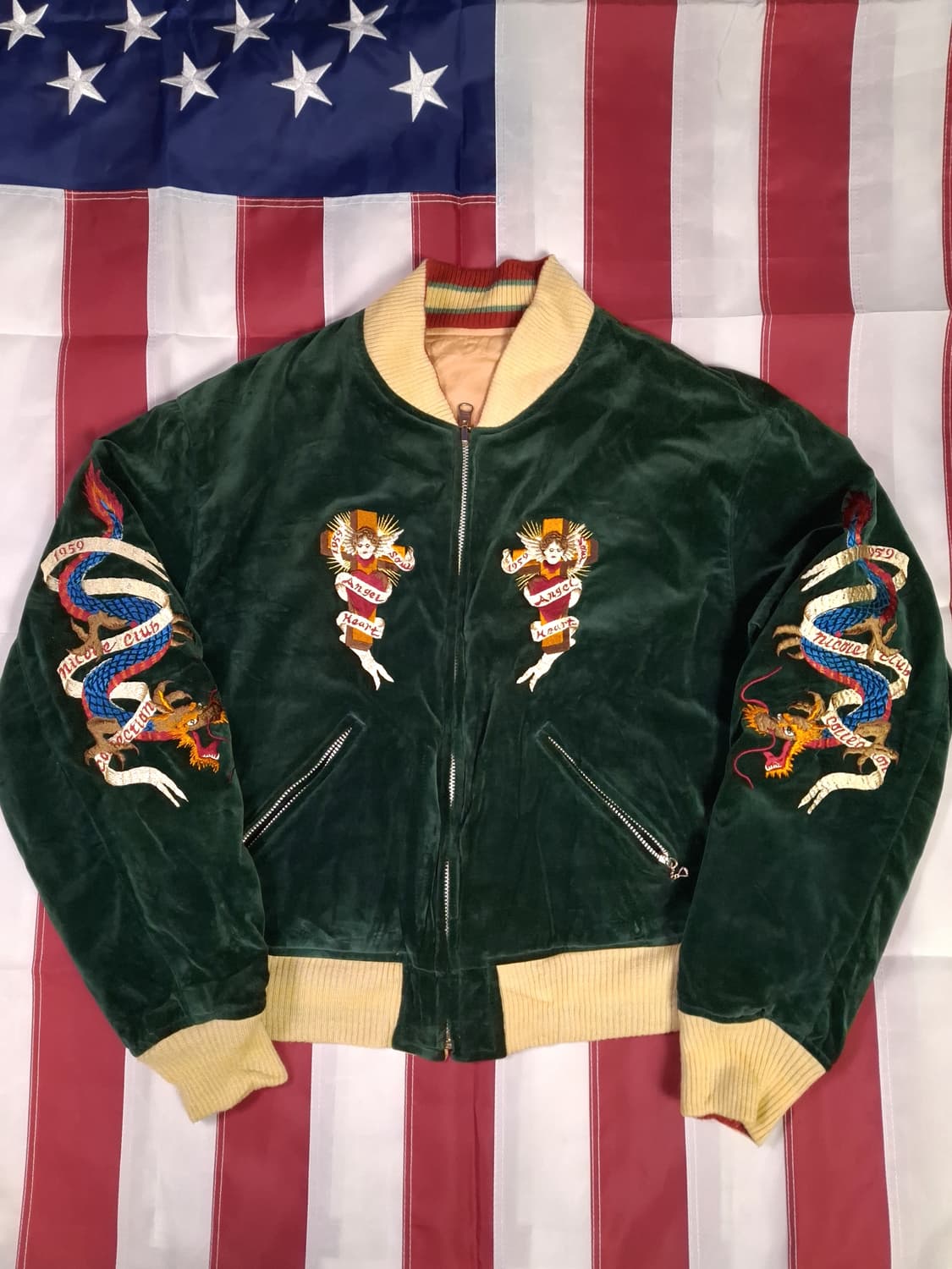 80's 일본판 오리지날 니콜클럽 벨벳 수베니어 리버서블 스카쟌 상품이미지3