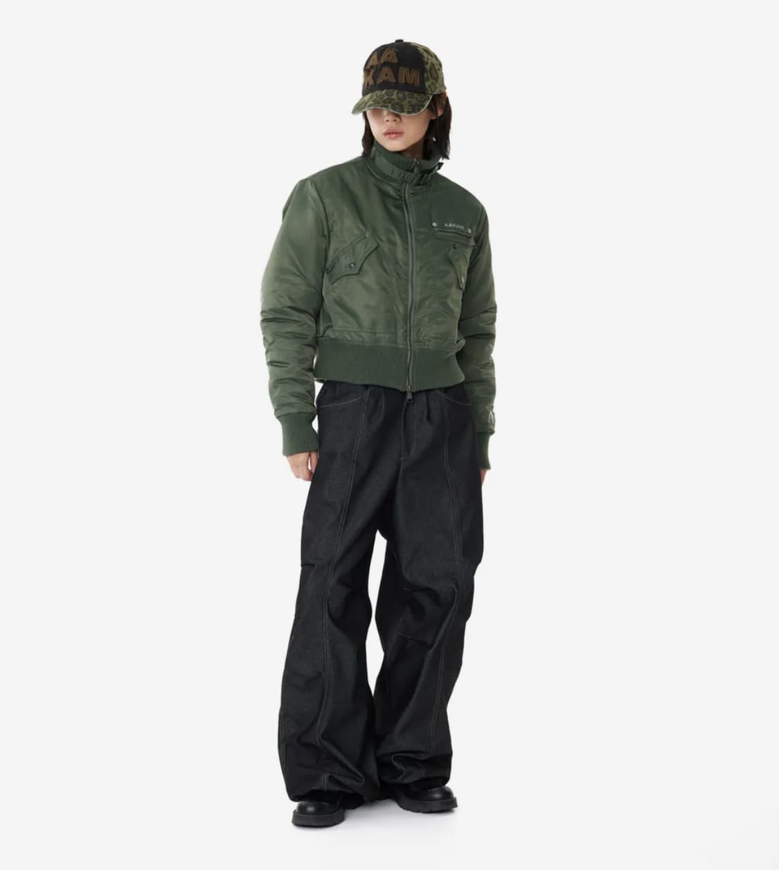 High-Neck Bomber Jacket (Khaki) 상품이미지4