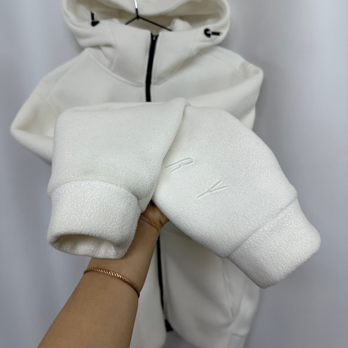 디스커버리 남자 기모 후드 집업 자켓 화이트 95 상품이미지3