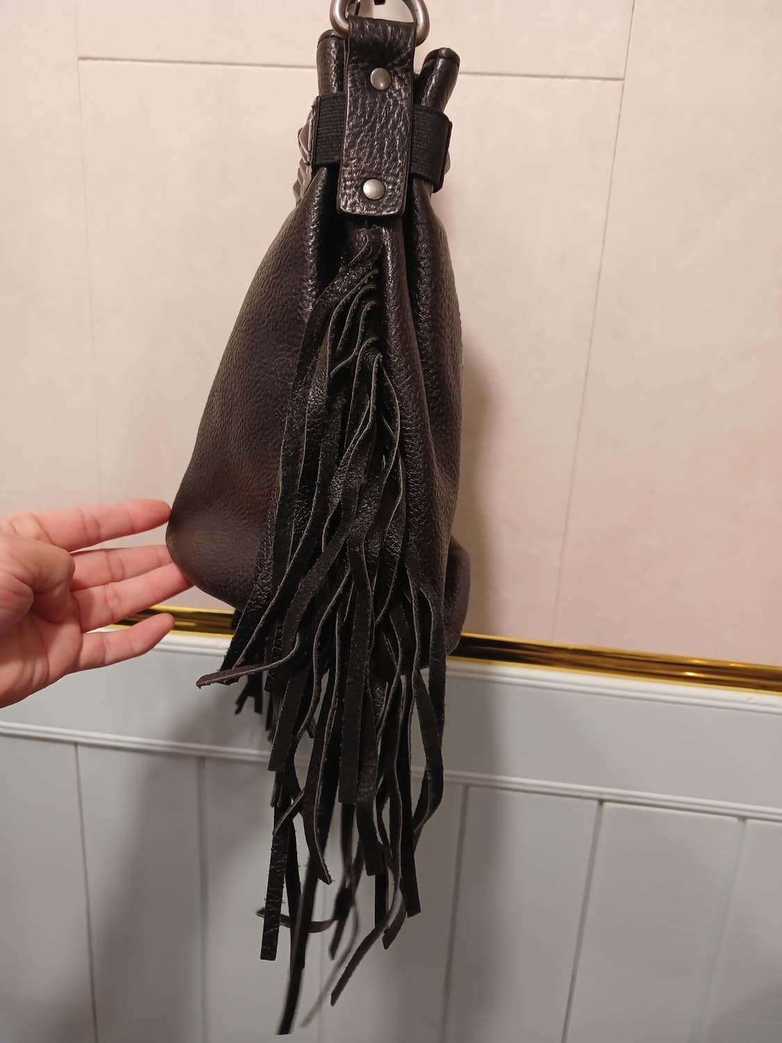 할리데이비슨 정품 남여공용 블랙 레더 숄더백 상품이미지3