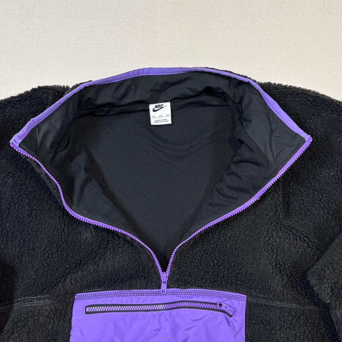 XXXL) 나이키 플리스 후리스 블랙/퍼플 반집업 아노락 상품이미지5